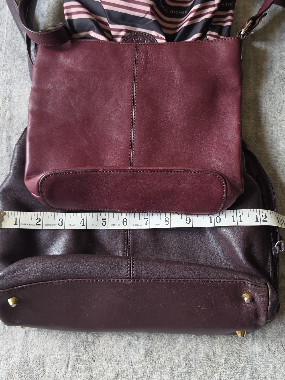 Etienne Aigner vintage oxblood burgundy leather shoulder bag set - Picture 10 of 11